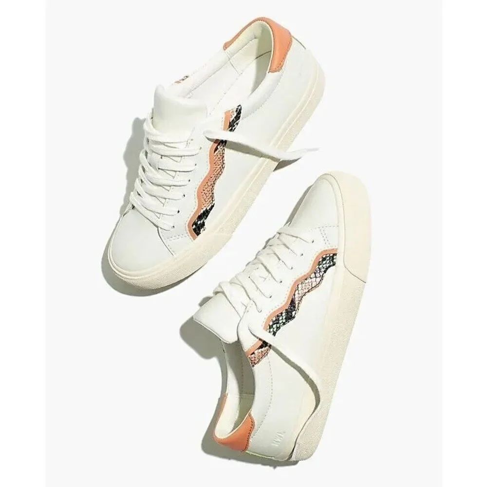 Madewell Sidewalk Low-Top Sneakers in Snake Embossed Leather: Wave Edition 6.5